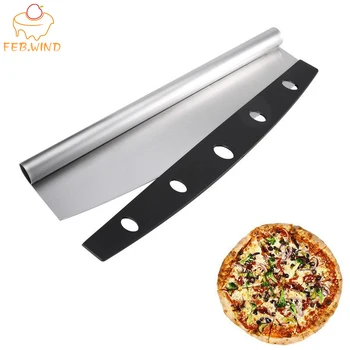 Ticari Paslanmaz Çelik Pizza Kesici Kapaklı Lager Pizza Dilimleme / Hamur Kesici Pizza Kesme Bıçağı Pasta Araçları 066