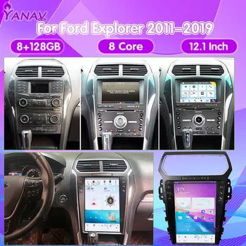 Qualcomm Android Ünitesi Araba Radyo Ford Explorer 2011-2019 İçin Tesla Ekran GPS Navigasyon Carplay Stereo Multimedya Oynatıcı