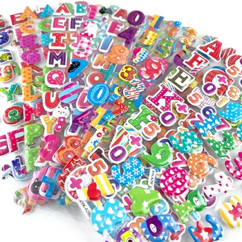 12 Levhalar Karikatür Numarası Mektup Çıkartmalar Çocuklar için 3D Köpük Etiket Scrapbooking Erkek Kız eğitici oyuncak Hediye