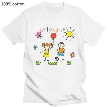 100 % Pamuk Büyük Boy T Shirt KETAMİN Karikatür T-shirt Kadın Harajuku Temel Gevşek Kısa Kollu Tees Yumuşak Kadın Üstleri Grafik Üst