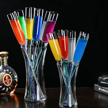 6 Adet 120/150ml Renkli şampanya kadehi Yaratıcı Flüt Kadeh Plaj Cam Kristal Kokteyl şarap bardağı Tabanı İle Bar Parti Drinkware