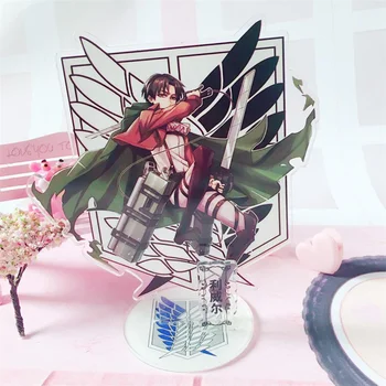 Japonya Anime Akrilik Titan Levi Ackerman Aksiyon Figürü Standı Model Plaka masa dekoru Sevimli Ayakta İşareti Hediye