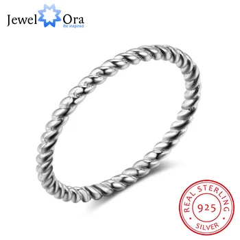 Yeni 925 Ayar Gümüş Yüzük Kadınlar için Halat Şekli Yüzük Moda Gümüş Takı Nişan yıldönümü hediyesi (JewelOra RI102772)