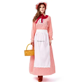 Yetişkin Sömürge Pioneer kadın kostümü Kadın Köy Çiftlik Prairie Kızlık Hizmetçi Kostümleri Cadılar Bayramı fantezi parti elbisesi kostüm seksi
