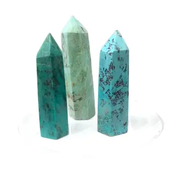 Doğal taş yeşil turkuaz değnek noktası kuleleri kristal şifa taşları hediyeler için