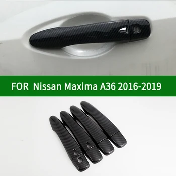 Nissan Maxima için A36 2016-2019 araba kapı kolu kapağı, siyah karbon fiber desen kapak trim 2017 2018
