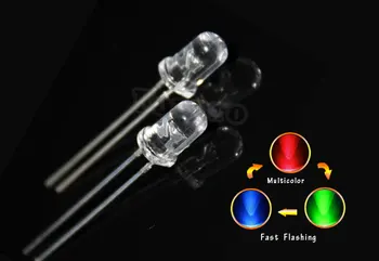 5mm hızlı yanıp sönen LED diyot flaş RGB renk yuvarlak ışık yayan diyot değişen yanıp sönen şeffaf renkli Flicker1000pcs
