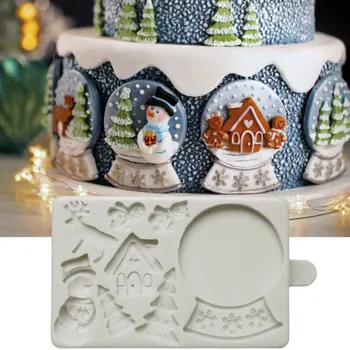 Noel Snowglobe Kalıp silikon kalıp Fondan Kek Aracı Gumpaste Kalıp, Sugarcraft, Çikolata Formları, Mutfak Aksesuarları