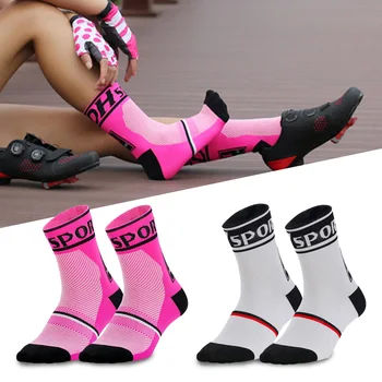 1 Çift spor çoraplar Unisex Bisiklet Çorap Erkekler Kadınlar Açık spor çorapları Bisiklet Ayakkabı Yol Bisikleti Çorap Koşu Basketbol