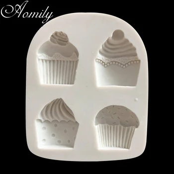 Aomily 3D Cupcake Şekilli Silikon Çikolatalı Dondurma Şeker Kek Bakeware Kalıp DIY Pasta Bar Buz Blok sabun kalıbı Pişirme Araçları