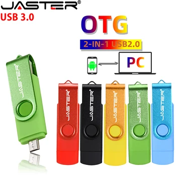 JASTER USB 3.0 Flash Sürücü Siyah Kalem Sürücü Android Cep Telefonu için Kırmızı OTG Bellek sopa 2 in 1 Yeşil Pendrive 8GB 16GB 32GB 64GB