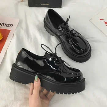 JK üniforma ayakkabı Küçük deri ayakkabı kadın İngiliz kız Japon vahşi siyah retro Mary Jane ayakkabı lolita platform ayakkabılar düşük topuk