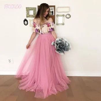 Zarif Uzun Tül Düğün Etek Kat Uzunluk Bir Çizgi Nedime Etekler Custom Made Kadınlar Maxi Balo elbisesi Elastik Bel Tutu Saia