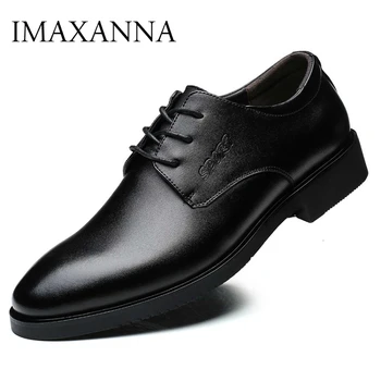 IMAXANNA erkek ayakkabısı Lüks Marka Hakiki Deri Iş Elbise Düğün Ayakkabı Adam Klasik deri ayakkabı Ayakkabı Artı Boyutu 38-47