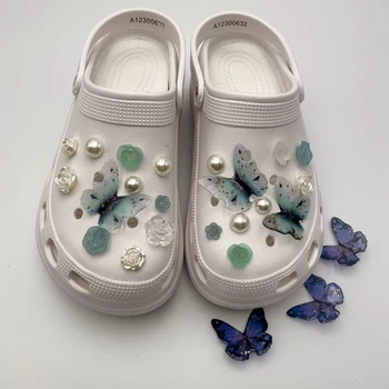 Lüks Rhinestone ayakkabı takısı Moda Vintage Takunya Toka Croc Takılar Tasarımcı Kelebek Çiçek Ayakkabı Takılar Crocs Kaliteli