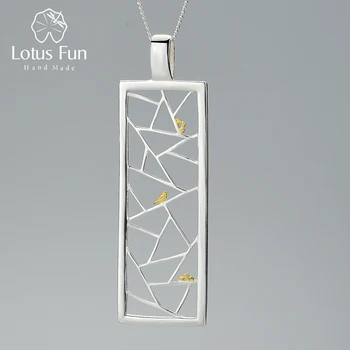 Lotus Eğlenceli Gerçek 925 Ayar Gümüş El Yapımı Takı Oryantal Eleman pencere dekorasyonu Kağıt kesim Tasarım Kolye Kolye olmadan