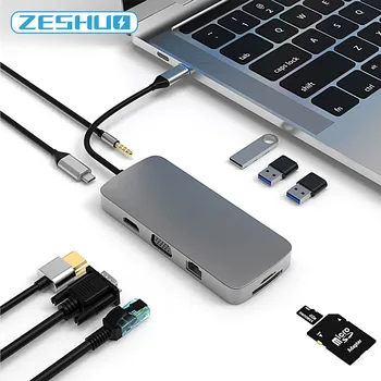 C tipi USB C HUB Çoklu Splitter Adaptörü Yerleştirme İstasyonu MacBook Pro için Xiaomi HUAWEİ Lenovo PC Dizüstü Splitter