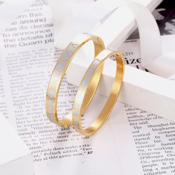 Oyma Romen Rakamı Sevgilisi Manşet Bilezik ve Bileklik Erkek Kadın Değiştirilebilir Altın Gümüş Renk Unisex Bileklik düğün takısı