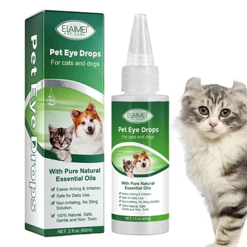 60ml Göz Temizleme Damlaları Köpekler Ve Kediler İçin Gözyaşı Göz Leke Çıkarıcı Ortadan Kaldırmak İçin Göz Kir Anti-inflamatuar Bakterisidal Evcil Hayvan Bakımı