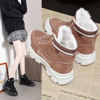 Sonbahar Erken Kış Ayakkabı Hakiki Deri Moda Çizmeler Kadınlar için Kalın Taban Kadın yarım çizmeler Marka Bayanlar Botas botas de mujer