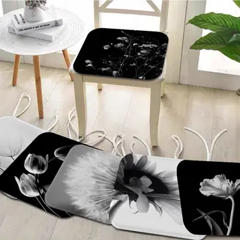 Siyah Ve Beyaz Çiçek Avrupa Yemek sandalye Minderi Dairesel Dekorasyon Koltuk Ofis Masası sandalye Minderleri
