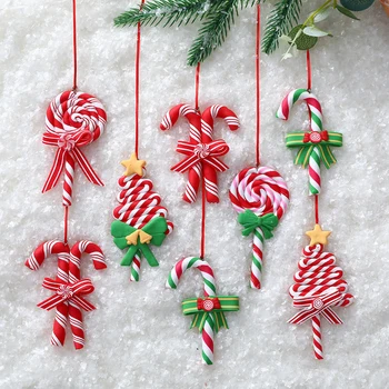 Noel Ağacı Kırmızı Beyaz baston şeker Lolipop Asılı Kolye Noel Ağacı Dekorasyon Süs Noel Parti Malzemeleri Çocuk Oyuncak