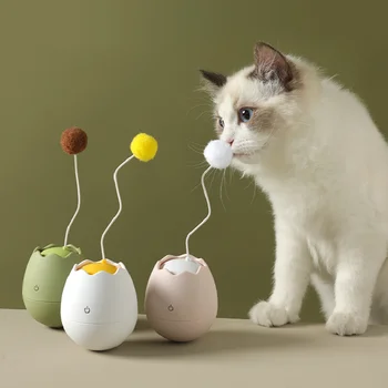 Pet Kedi İnteraktif Yumurta Kabuğu Haddeleme Topu Oyuncak Komik Kediler Sopa Eğitim Elektrikli Döner Tumbler Evcil Otomatik Oyuncak Top