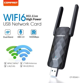 WiFi 6 USB Adaptörü 11AX Ücretsiz sürücü Kablosuz Wi-Fi Dongle Ağ Kartı Çift Bant 2.4 G/5GHz Usb 3.0 İçin Uyum Windows 7/10/11