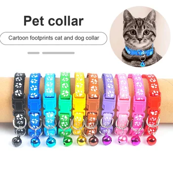 Renkli Kedi Yaka Pet Malzemeleri Kediler Kolye Ayak İzi Ayarlanabilir Yaka Toka Çan Kişiselleştirilmiş Köpek Aksesuar Evcil hayvan ürünleri