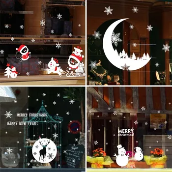 Çıkarılabilir Noel Pencere Sticker Noel Baba Noel Dekorasyon Ev İçin Noel Dekor Merry Christmas 2022 Mutlu Yeni Yıl 2023