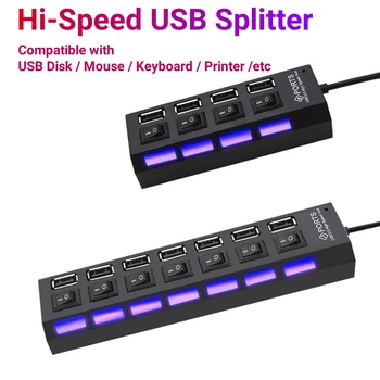 USB 2.0 Hub USB Hub 2.0 Çoklu USB Splitter Hub Kullanımı Güç Adaptörü 4/7 Port Çoklu Genişletici 2.0 Anahtarı PC Aksesuarları