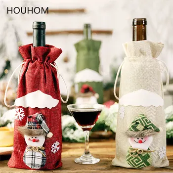 Noel hediyesi şarap şişesi tozluk Çantası Noel Baba Kardan Adam Sofra Noel Dekorasyon Ev Masa için Yeni Yıl 2020 Dekor
