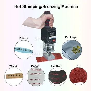 Taşınabilir Sıcak damgalama folyo bronzlama makinesi deri ahşap plastik logo stamper marka embosser 110 V/220 V kabartma aracı