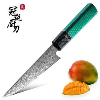 Şam şef bıçağı VG10 Japon Çelik Yardımcı Küçük Soyma Domates Biftek Mutfak Bıçakları Pişirme Araçları Kasap BARBEKÜ Çatal YENİ