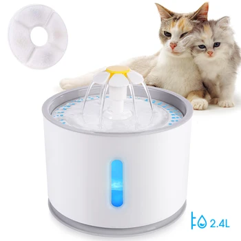 Otomatik Pet Kedi su çeşmesi LED Aydınlatma ile 1 Paket Filtreler 2.4 L USB Köpekler Kediler Dilsiz Tiryakisi Besleyici Kase İçme Dağıtıcı