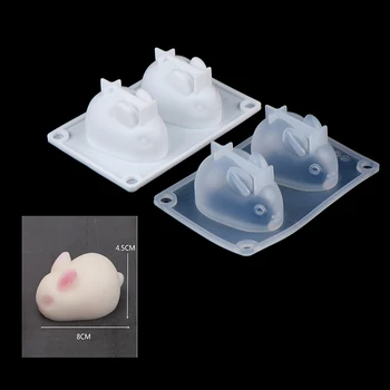 Paskalya Karikatür 3D Tavşan Serisi Silikon Kek Sabun Kalıp Pişirme Araçları El Yapımı DIY Kalıp