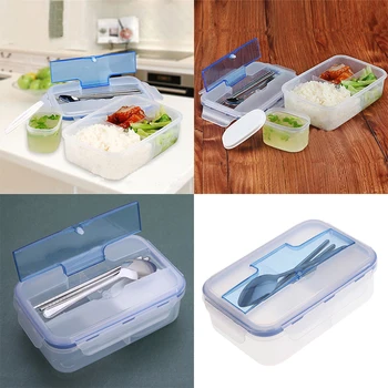 Taşınabilir mikrodalga Bento öğle yemeği kutusu piknik gıda konteyner kaşık çubuklarını ile