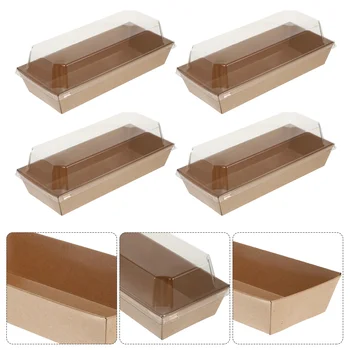 Kutu Kağıt Kutuları Şarküteri Kek Kapakları Taşıyıcı Ambalaj Kapağı Ekmek Sandviç Kraft Ambalaj Şeffaf Kaplar 