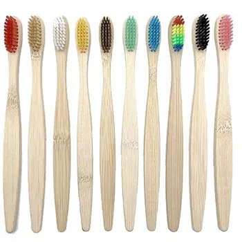 10 adet / takım Doğal Bambu Diş Fırçası Yumuşak Bambu Diş Fırçası Kıllar İle Ağız Bakımı Diş Fırçası Diş Bakımı İçin