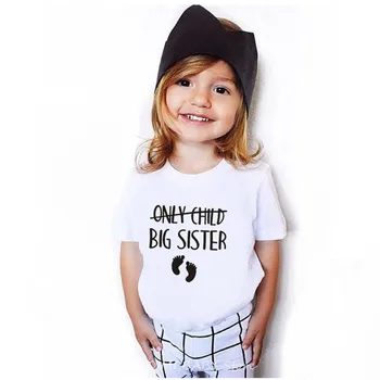 Sadece Çocuk Büyük Kardeş Çocuklar Duyuru Anne Olmak Gebelik Gömlek Komik Kız Kısa Kollu Casual Tees Çocuk moda üst giyim