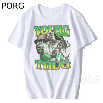 Genç Thug Bootleg Rapçi T-shirt Erkekler Serin Streetwear Tshirt Erkek Harajuku Ullzang Grafik Büyük Boy Tshirt 90s Unisex Tees Tops