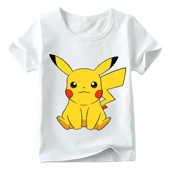 Çocuk Sevimli Karikatür Pikachu Desen Komik T Shirt Bebek Erkek Kız Karikatür Yaz Tees Tops Çocuklar Rahat Rahat T-shirt