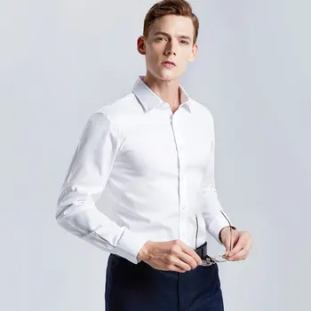 Erkek Beyaz Gömlek Uzun kollu Olmayan demir Iş Profesyonel Iş Yakalı Giyim günlük giysi Düğme Üstleri Artı Boyutu S-5XL