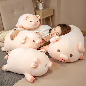 Peluş oyuncak Sevimli Domuz Bebek Yalan Simülasyon Domuz Yastık Yatak uyku yastığı Yastık doğum günü hediyesi Peppa Domuz Büyük Doldurulmuş Oyuncaklar
