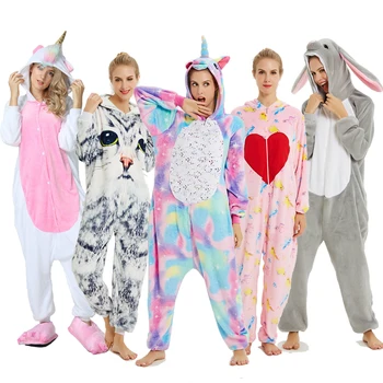 Tek Parça Kapşonlu Tulumlar Yetişkin Kigurumi Panda Pijama çocuk Unicorn Pijama Licorne Dikiş Pijama Onesies Çocuklar
