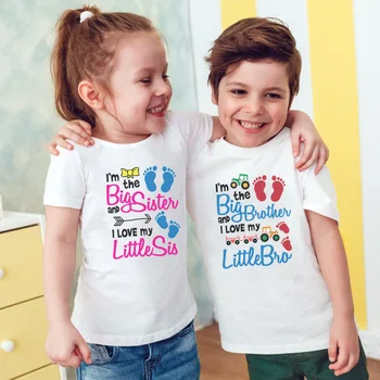 Büyük Kardeş Aşk Küçük Kardeş Baskı Komik Çocuk Kız Erkek T Shirt Çocuk Giysileri Toddler Bebek Rahat kısa kollu tişört