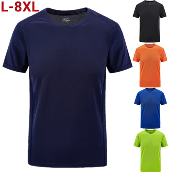 Artı Boyutu L ~ 6xl 7xl 8xl erkek Yaz Marka Tees Tops Hızlı Kuru slim sağlıklı tişört Erkekler Spor Giyim Büyük Kısa Kollu T Shirt