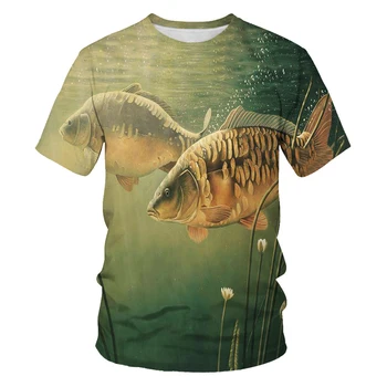 Güzel Sazan Balıkçılık 3D Tüm Baskı erkekler t gömlek Harajuku Moda Kısa kollu gömlek yaz streetwear Unisex tshirt xxs-5XL