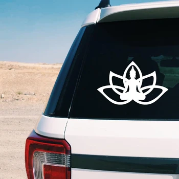 Oturma Buda Lotus Çiçeği Vinil Sanat Sticker Araba Pencere Dekor, Yoga Namaste Meditasyon Dizüstü Çıkartmaları MacBook Pro / Hava Dekor
