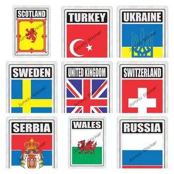Ulusal Bayrak Araba Sticker Gövde Tampon Çamurluk Pencere Çıkartmaları Çıkartmaları Avrupa İskoçya İsviçre İsveç Ukrayna Bayrağı Dekor